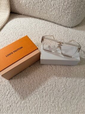 Louis Vuitton Cyclone Transparent Crystal Frame Sunglasses with Gold Accent